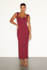 Samai Red Cap Sleeve Bodycon Midi Dress