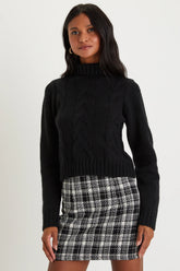 Snuggly Touch Burgundy Cable Knit Turtleneck Sweater