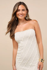Matilde Ivory Textured Knit Bodycon Midi Dress