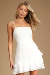 Days with You Navy Blue Floral Burnout Ruffled Mini Dress