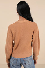 Toasty Babe Black Knit Button-Up Cropped Cardigan