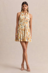 Paulie | Lemon Rose Print Poplin Skater Mini Dress