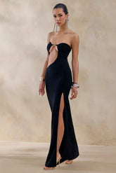 Feleicia | Black Sweetheart Cut-Out Maxi Dress With Split