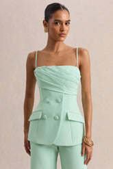 Lunivra | Sage Square-Neck Tailored Top