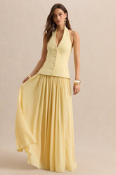 Zarina | Lemon Plunge-Neck Maxi Dress