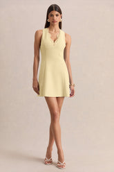 Raya | Lemon Plunge-Neck Mini Dress