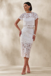 Aisling | White Lace Midi-Skirt