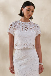 Ina | White Lace Crew-Neck Crop-Top