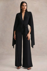 Laurina | Black Plunge-Neck Jumpsuit