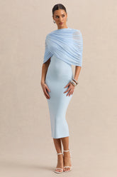 Mirana | Powder Blue High-Neck Midi-Dress
