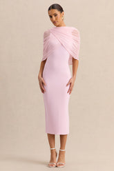 Mirana | Light Pink High-Neck Midi-Dress