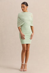 Merisse | Mint Bandeau Mini-Dress With Ruched-Detailing