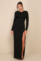 Flawless Esteem Royal Blue Long Sleeve Cutout Column Maxi Dress