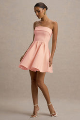 Bruna | Light Pink Bandeau Skater Mini Dress