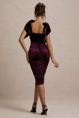 Tarna | Port Velvet Midi Dress With Bow Straps