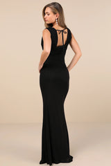 Stunning Mystery Brown Mesh Cowl Back Mermaid Maxi Dress