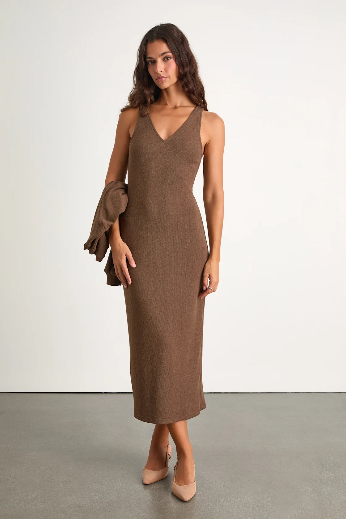Marvelous Match Ivory Knit Two-Piece Midi Dress & Sweater Set