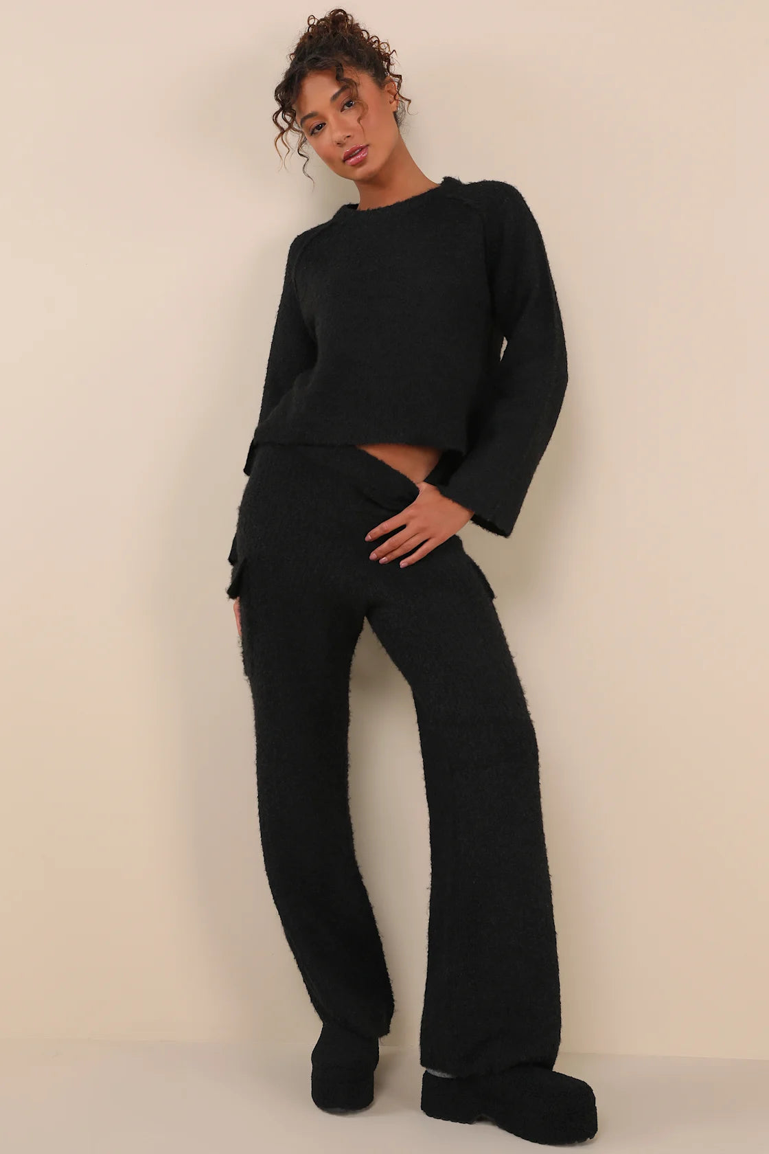 Signature Sunday Heather Beige Knit Sweater Pants
