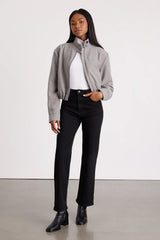 Jinora Light Grey Zip-Front Bomber Jacket