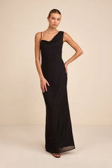 Vienta Magenta Floral Chiffon Asymmetrical Maxi Dress