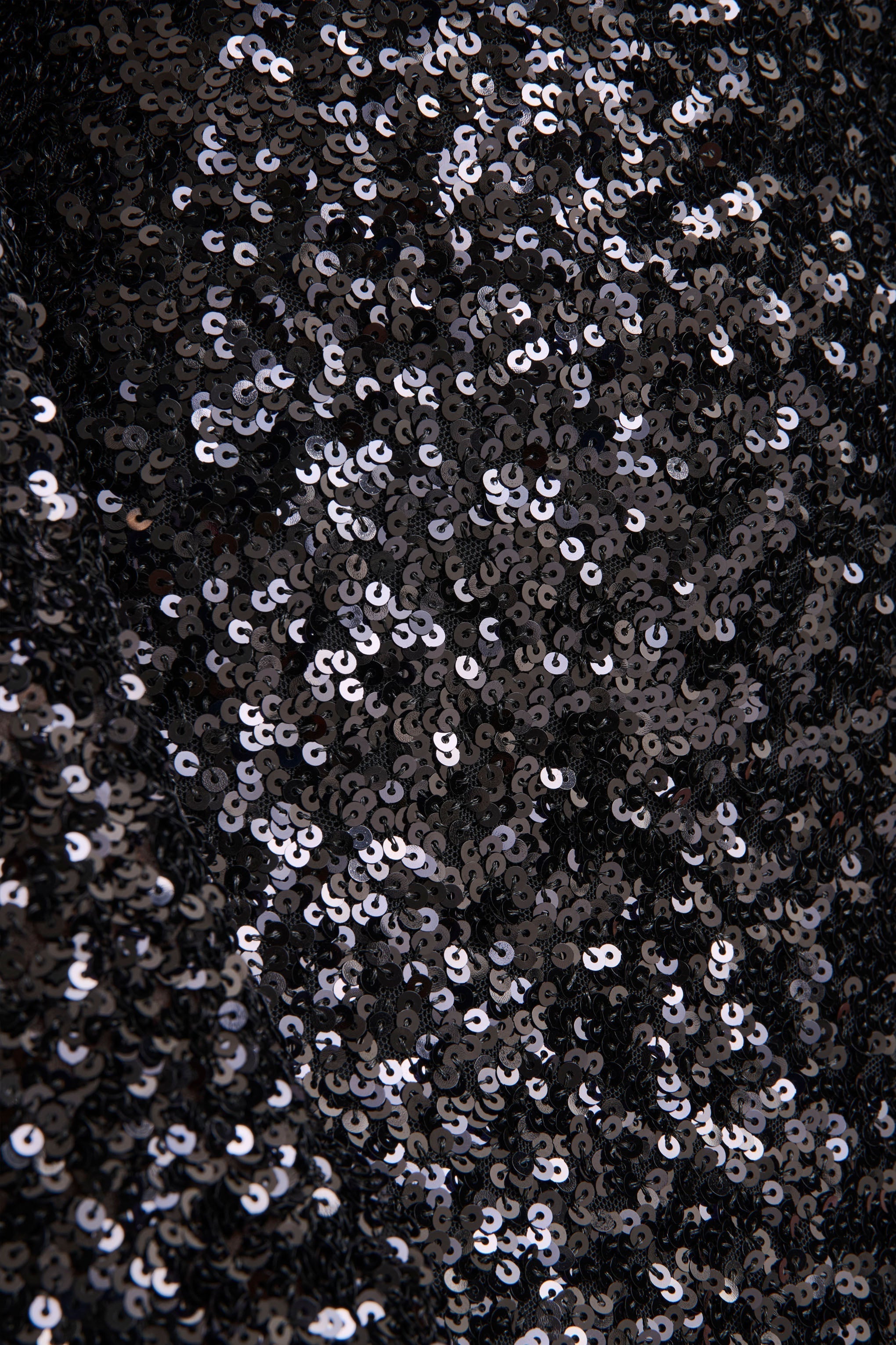Romea | Black Sequin High-Neck Maxi Dress With Cape Sleeves