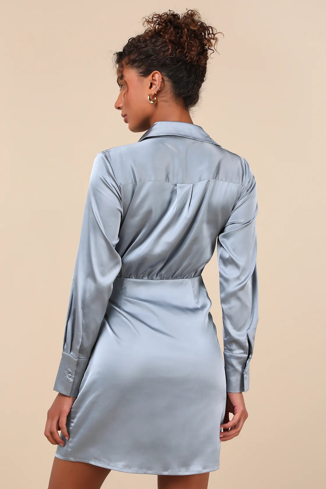 Painterly Perfection Ivory Multi Abstract Satin Wrap Mini Dress