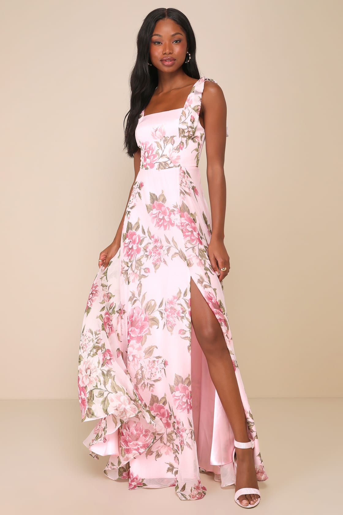 Love Me Forever Olive Green Tie-Strap Square Neck Maxi Dress